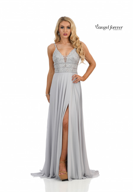 Angel Forever Silver Chiffon Prom Dress / Evening Dress